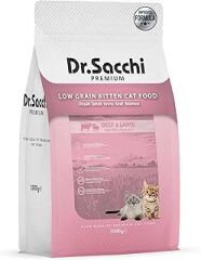 Dr.Sacchi Premium Düşük Tahıllı Sığır Etli Ve Kuzu Etli Yavru Kedi Maması 1 Kg