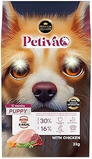 Petiva Yavru Köpekler İçin Tavuk Etli Kuru Köpek Maması (3 Kg, Tavuk)