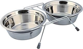 Trixie Köpek Mama Su Kabı Tıkırtısız Paslanmaz Çelik 2x1.5 Lt 25 cm Gri