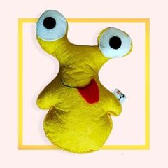 Sarı Uzaylı - Kedi Naneli (Catnipli) & Kedi Zilli Kedi Oyuncağı Kedi Yastığı - Dino Pet Oyuncak