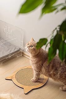 Herniks Kedi Otlu Doğal Ahşap Zemin Sisal Tırmalama Tahtası 31x29cm