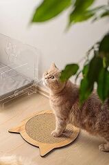 Herniks Kedi Otlu Doğal Ahşap Zemin Sisal Tırmalama Tahtası 31x29cm