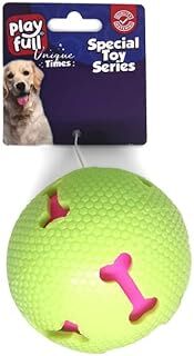 PF-4002-Playfull Öten Kemik Desenli Plastik Top Köpek Oyuncağı 7,5 Cm