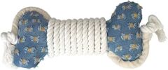 Beeztees Eastland 510257 İpli Peluş Kemik Evcil Hayvan Oyuncağı, Mavi-Beyaz, 30x5 Cm