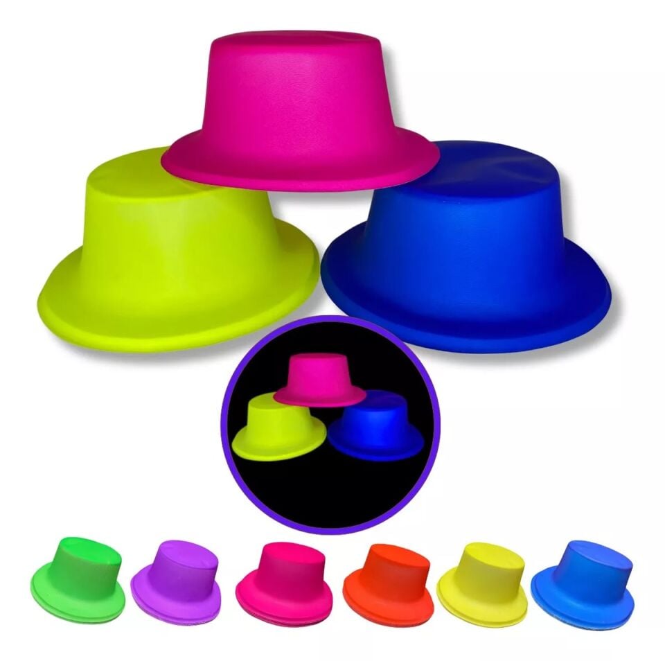 Neon Partisi Sarı Renk Plastik Fötr Şapka
