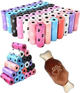Kyrotech Köpek Kaka Poşeti, 8 Rulo Kaka Torbası, Peluş Köpek Oyuncağı, Kemik Şekilli, Pati Baskılı Oyuncak, Kokusuz, Dışkı Torbası, Tüm Irklara Uygun,120 Parça Poşet İçerir