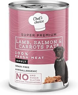 Brit Chef's Choice Yetişkin Köpekler İçin, Tahılsız, Hipoalerjenik, Kuzu Etli, Somon Balıklı Ve Havuçlu Ezme, 400 g x 12 Adet