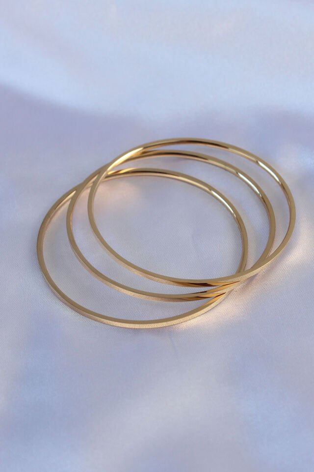 316L Çelik Özel Seri  Gold Renk  Ajda Model Kadın 60 mm Bilezik