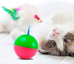 Ecoform Kedi Oyun Topu Fareli Hacı Yatmaz Kedi Oyuncağı Hacıyatmaz