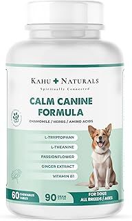 Kahu Naturals Calm Canine Formula, Köpekler için Bitki Özlü Sakinleştirici Rahatlatıcı Takviye, 60 Tablet