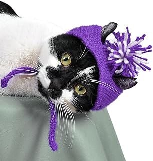 X-Perk Örme Kedi Şapkası Mor Renk Yılbaşı Şapkası