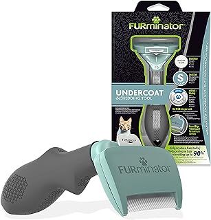 Furminator deShedding-Tool S beden kedi kısa tüylü - küçük kediler için kedi fırçası iç yünü çıkarmak için - geliştirilmiş tasarım, gri