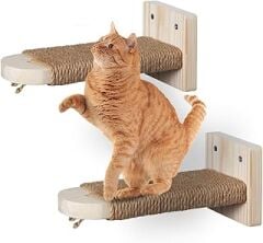 AntFort 2'li Paket, Kedi Tırmanma Merdivenleri Raf Duvara Monte, Sisal Halatlı Kedi Merdiveni Kediler için Tırmalama Levrek Platformu, Kedi Duvarı Masif Ahşap Mobilya, Kedi Duvar Basamaklarının Monte Edilmesine Gerek Yok.