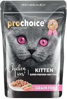 Prochoice Yavru Kediler İçin, Tahılsız, Jöle İçinde Tavuk Ve Ciğer Parça Etli Yaş Mama, 85 g