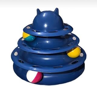 emey e-ticaret 3 Katlı Kedi Oyuncağı,Toplu Yuvarlak Kedi Oyuncağı (KOYU MAVİ)