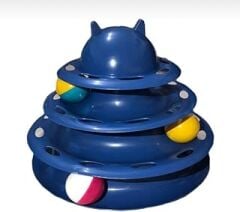 emey e-ticaret 3 Katlı Kedi Oyuncağı,Toplu Yuvarlak Kedi Oyuncağı (KOYU MAVİ)