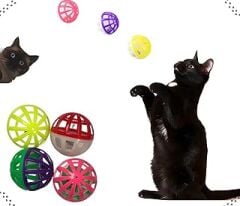 AEE® 10 Adet Kedi Topu Çıngıraklı Ses Çıkaran Mama Hazneli Kedi Kovalama Oyuncağı Ekstra Hafif Ve Hareketli