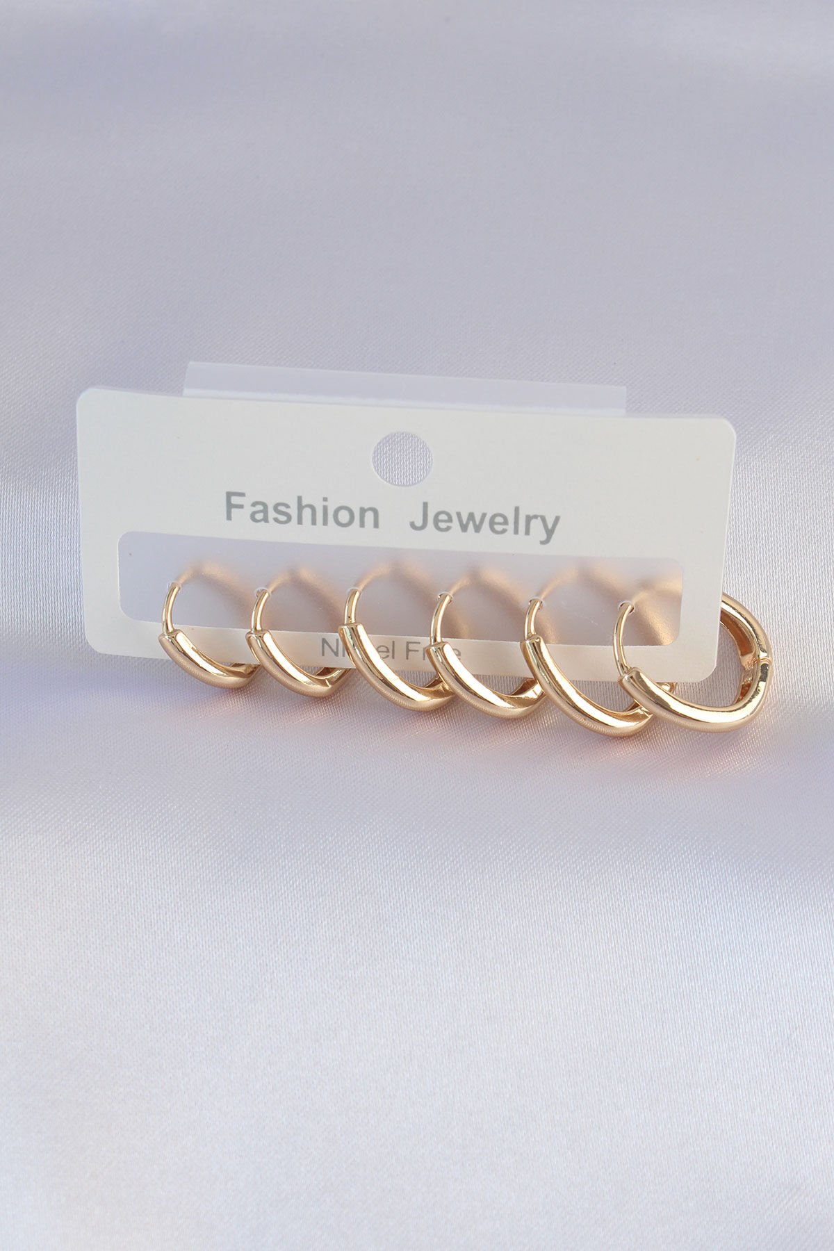 Pirinç  Gold Renk Oval Küpe Seti