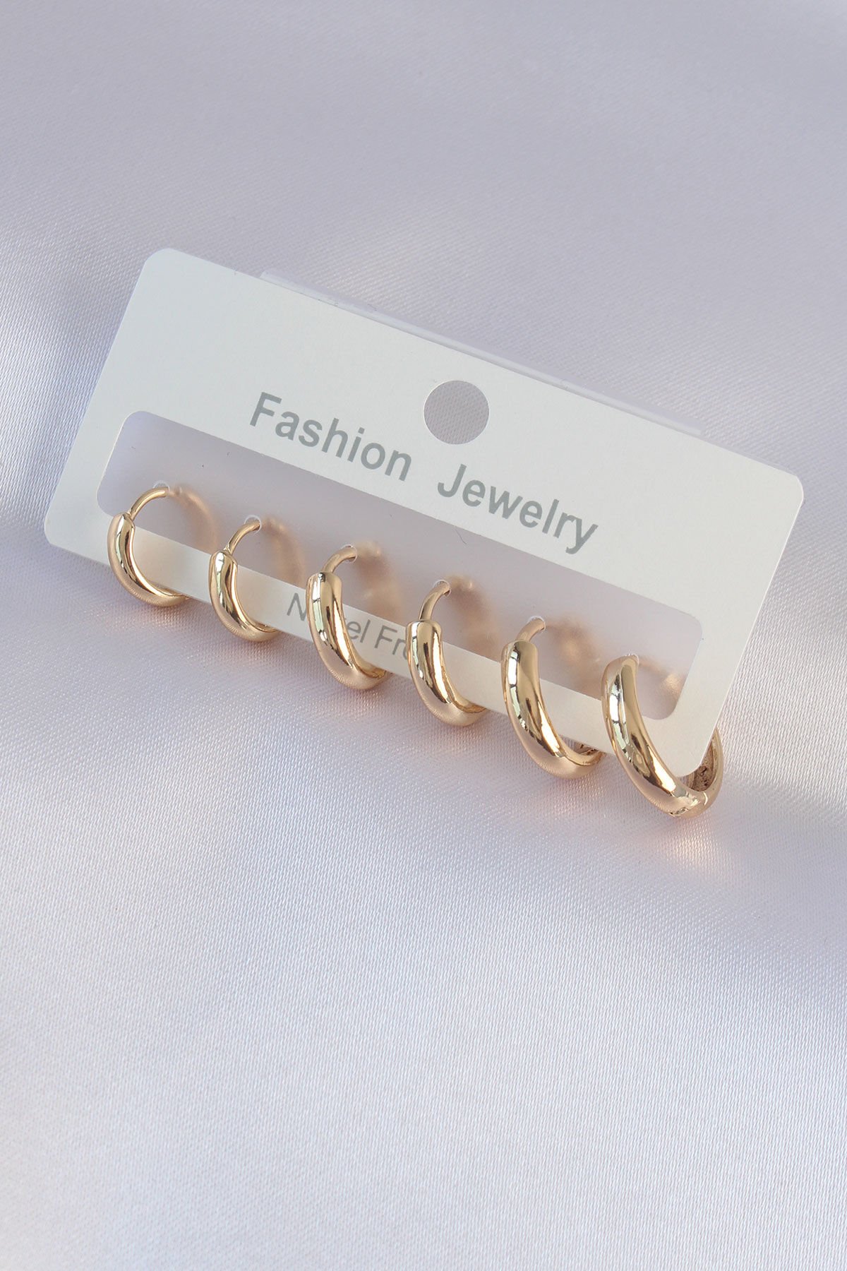 Pirinç  Gold Renk Oval Küpe Seti