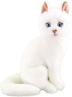 Animals Of The World Oturan Kedi Peluş Oyuncak, Beyaz, 22cm