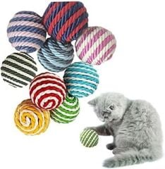 TİNEKE İp Sarma Renkli Kedi Oyun Topu 4 Cm Kedi Oyuncağı (1 Adet)