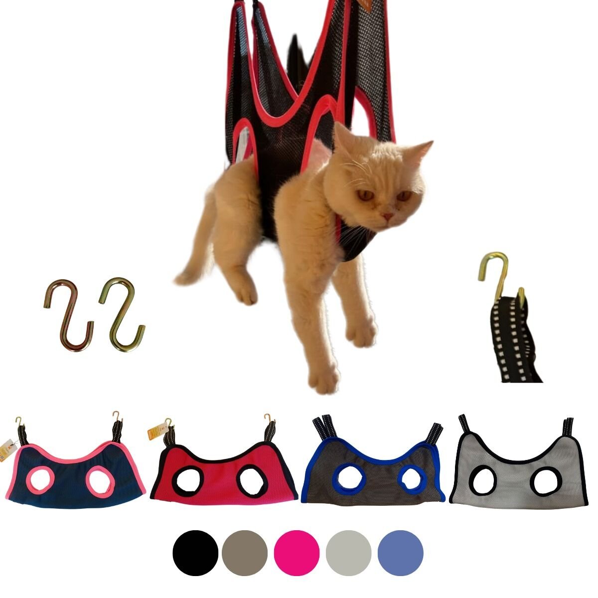 Kedi ve Köpek Bakım Hamağı + 3 lü set Koyu Gri - Xs