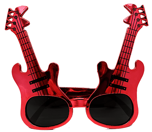 Kırmızı Renk Rockn Roll Gitar Şekilli Parti Gözlüğü 15x15 cm