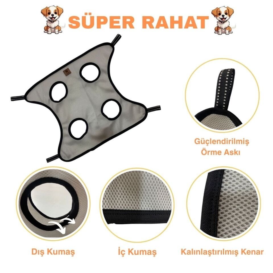 Kedi ve Köpek Bakım Hamağı + 3 lü set Açık Gri - S