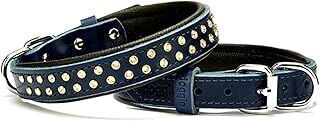 Doggie Konforlu Gerçek Deriden El Yapımı Swarovski Kristal Taşlı Köpek Boyun Tasması, 2x30-35 Cm, Lacivert