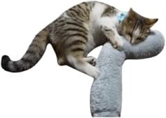 Tineke Kedi Oyuncağı Sarılma Yastığı Uyku Oyuncağı Kedi Otlu 30 Cm Peluş (1 Adet) (GRİ)