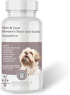 Dodonut HappyDerm Köpek Deri ve Tüy Sağlığı Besin Takviyesi, Küçük Irk, 60 Tablet