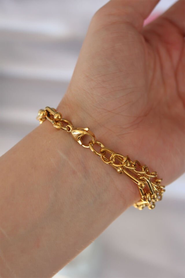 316L Çelik Özel Seri   Gold Renk Tiffany Bileklik