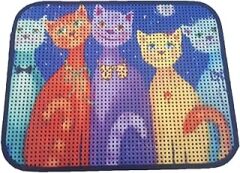 Miapet Elekli Desenli Kedi Tuvalet Önü Paspası 60 x 45 cm Papyonlu Kedi