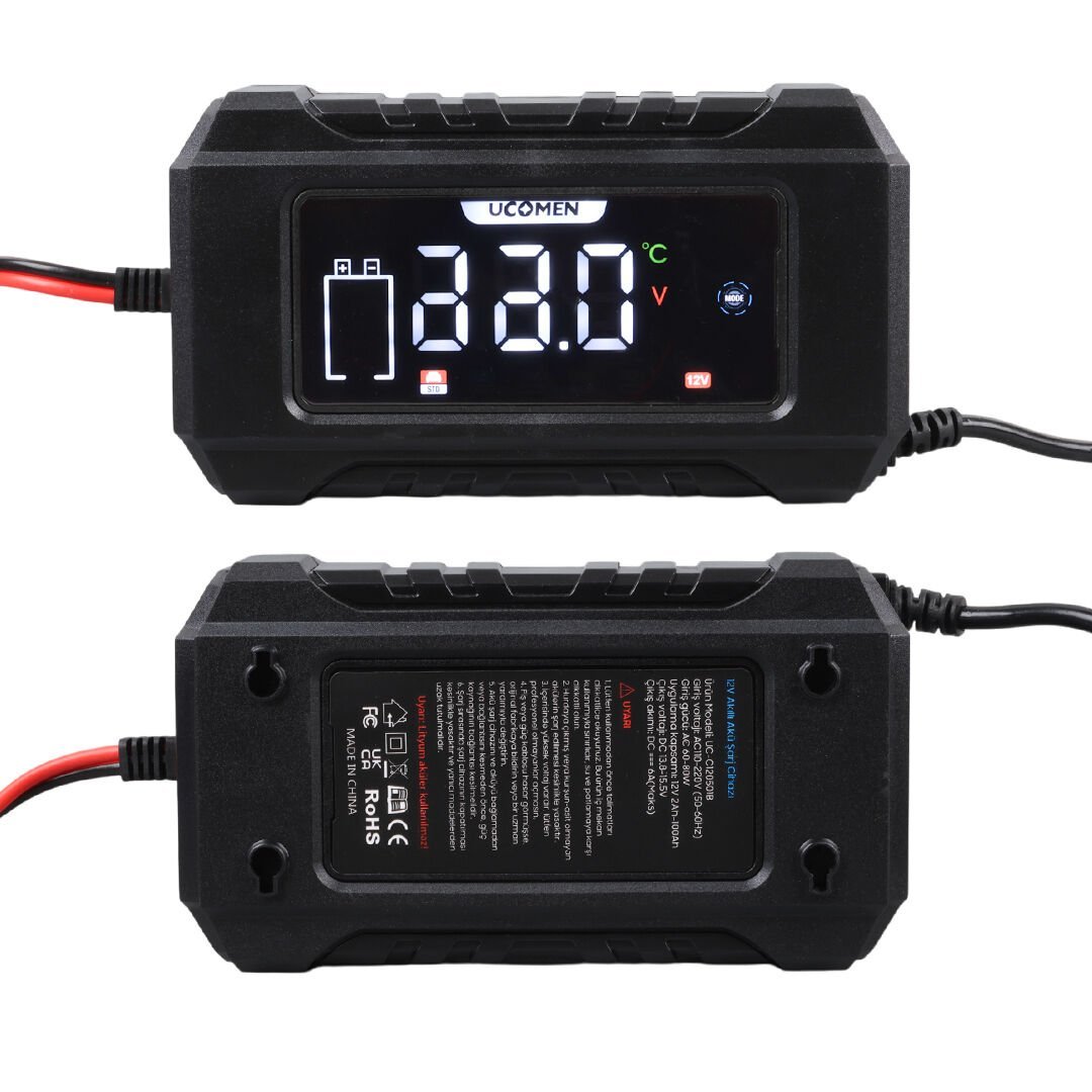 UCOMEN UC-C120501B 12V 6A SİYAH LCD GÖSTERGELİ AKILLI AKÜ ŞARJ CİHAZI