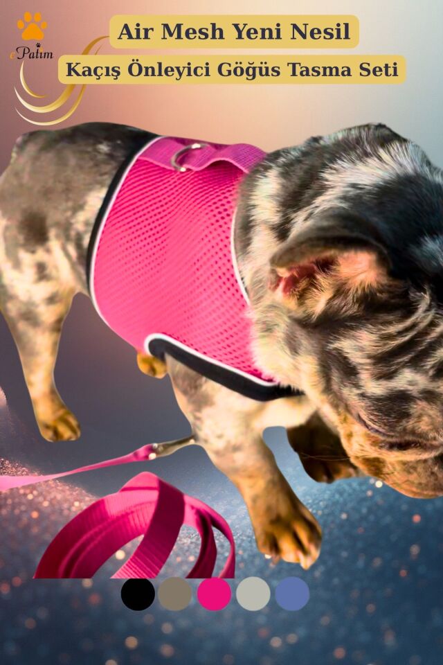 ePatim Yeni Nesil Nefes Alabilen Kedi Göğüs Tasması Seti Fuşya - S