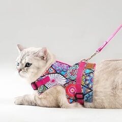 Patipatron Kaçış Önleyici Kedi Gezdirme Tasması Ve Küçük Irk Köpek Gezdirme Tasması (Etnik Pembe, M)