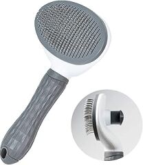 ROBEVE Kedi Köpek Tarağı Tüy Temizleme Otomatik Temizlenen Tüy Tarağı Kendi Kendini Temizleyen Masaj Bakım Fırçası Evcil Hayvan Fırçası (Gri)