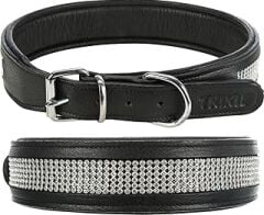 Trixie Köpek Boyun Tasması Deri Üzeri Taşlı 57-66 cm 40 mm L-XL Siyah
