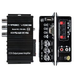 YW-406L 12 VOLT 100 WATT MOTOSİKLET BLUETOOTH AMFİ USB/SD 2 KANAL PAZARCI - ANFİ (154X80X42MM)