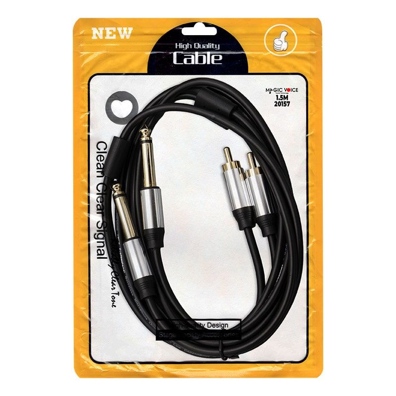LD398 2X6.3 MM MONO ERKEK + 2XRCA ERKEK 1.5 METRE KABLO