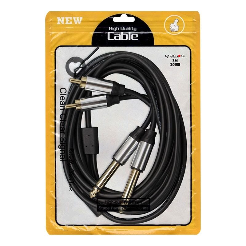 LD398 2X6.3 MM MONO ERKEK + 2XRCA ERKEK 3 METRE KABLO