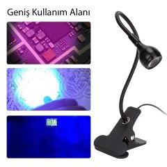 UV MOR IŞIK SAHTE PARA KONTROL - YAPIŞKAN KURUTMA LAMBASI ESNEK MASA LAMBASI 3 WATT
