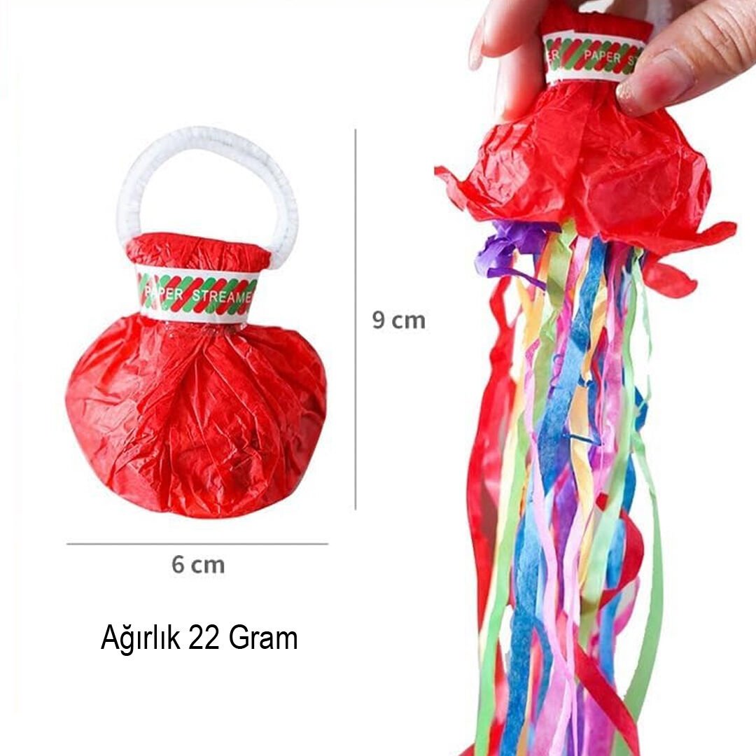 ÇEK-BIRAK KARIŞIK KONFETİ ATICI - RENKLİ KAĞIT ŞERİTLİ PARTİ POPPER (10LU PAKET)