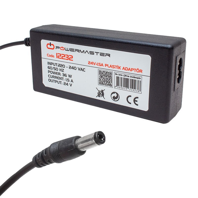 PM-12232 24 VOLT - 1.5 AMPER 5.5*2.5 MM UÇLU PLASTİK KASA MASAÜSTÜ ADAPTÖR