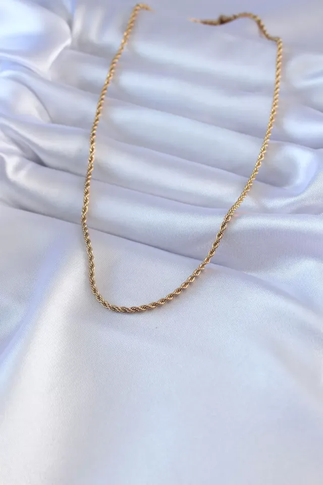316L Çelik Özel Seri    Gold Renk Burgu Model Kadın Kolye