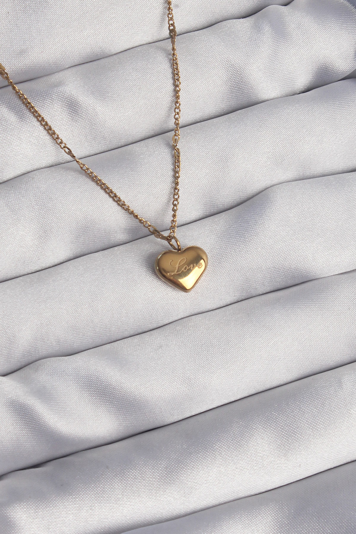 316L Çelik Özel Seri  Gold Renk Kalp Model Love Kolye