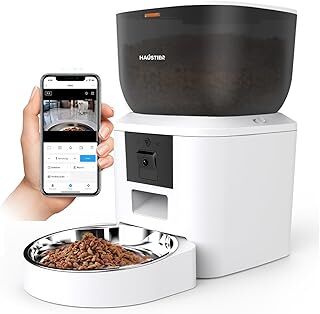 Haustier QQ029 Kameralı 1080P Gece Görüş Akıllı Kedi Köpek Otomatik Mama Kabı, Tuya App-Wifi Uzaktan Kontrol, Sesle Çağırma, 2.4Ghz/5Ghz, 4Lt hazne, Metal Kase (Beyaz)