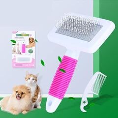 Ecoform Kedi Köpek Evcil Hayvan Tüy Tarama Kaşıma Fırçası Telli Taraklı Pembe
